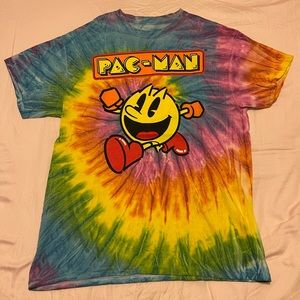 Pac-Man Rainbow Tie-Dye Colorful Retro Vintage Graphic Tee T-Shirt - Size Small